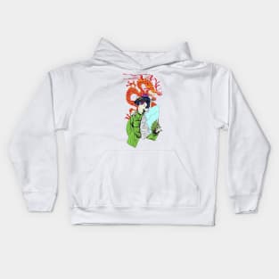 Geisha With Dragon Kids Hoodie